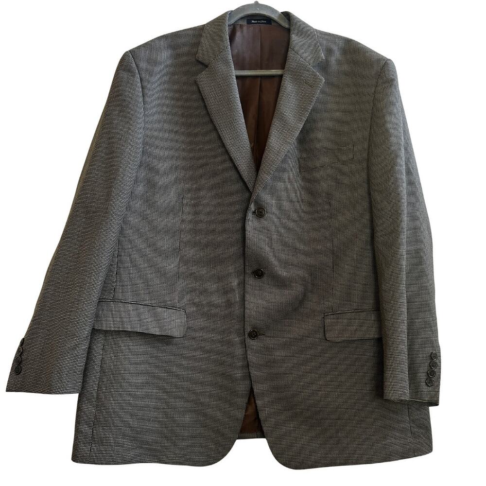 Van Heusen Gray Brown Textured 3 Button Sport Coat Blazer Size 48R